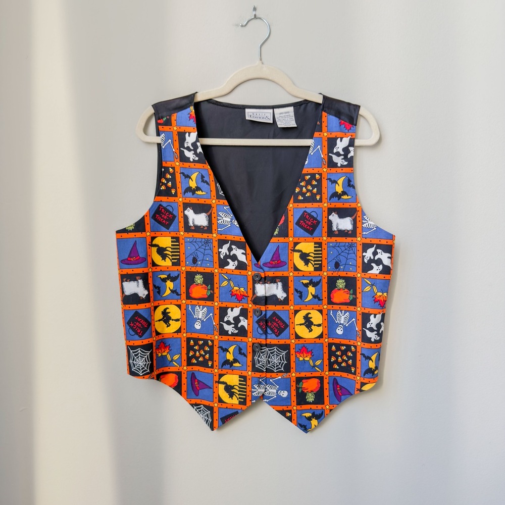 Vintage Halloween Teacher Basic Editions Festive Vest Size Large